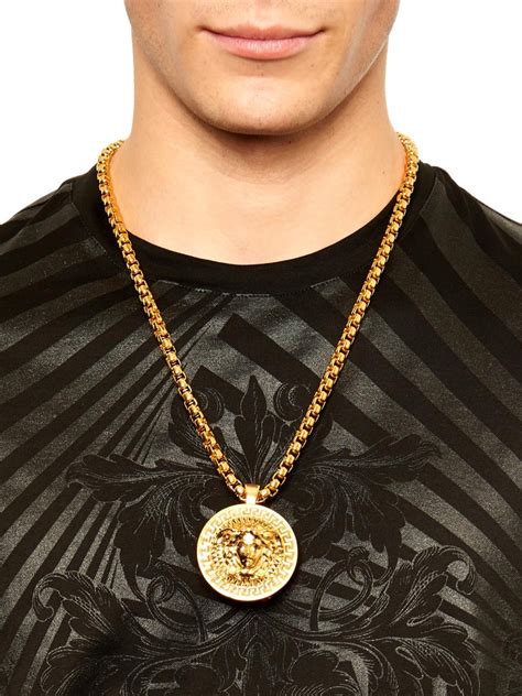 mens versace pendant necklace|versace medusa necklace men's.